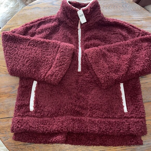 ANTHROPOLOGIE sherpa fluffy fleece half zip with hand pockets/NWT/M - Picture 2 of 8